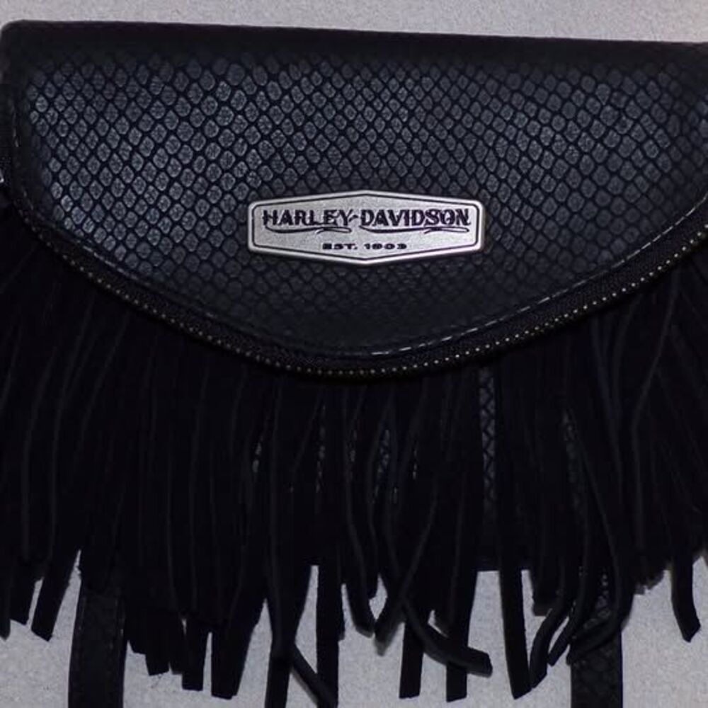 Harley-Davidson Black Leather Fringe Crossbody Purse - Picture 6 of 6